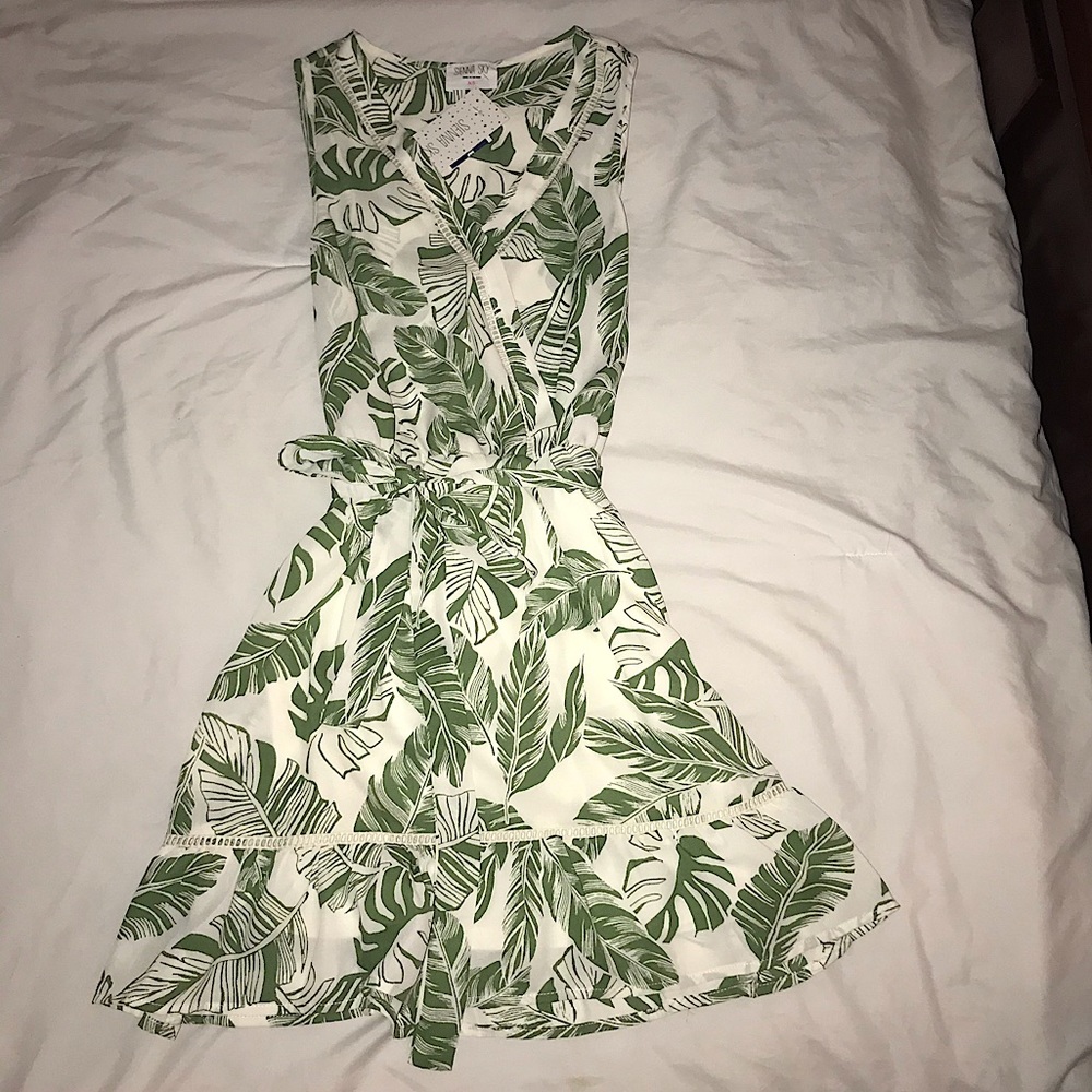 Green and White Dress